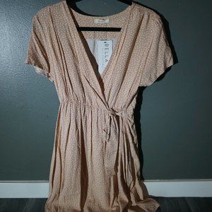Bella Boutique Small Taupe Dress with white pokadots